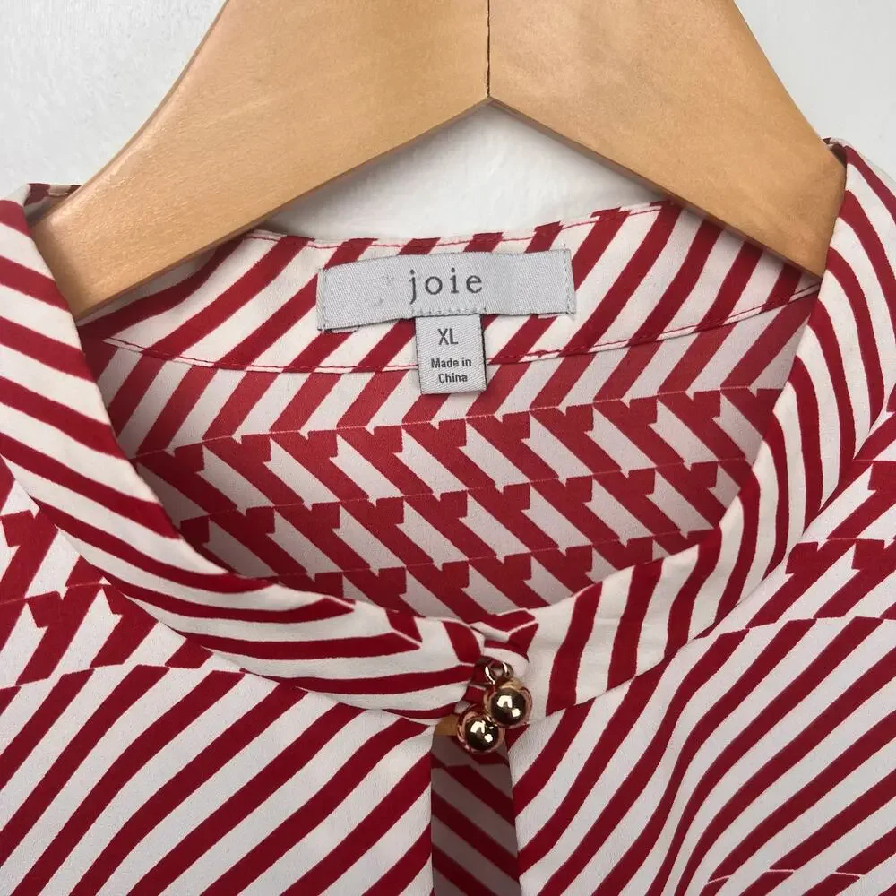 Joie Red and White Patterned Blouse - Picture 3 of 7